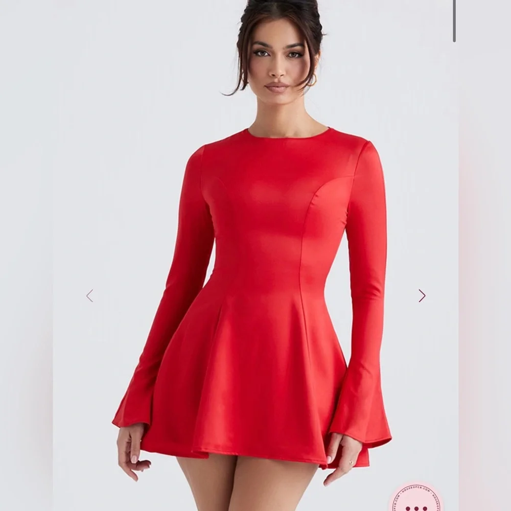 House of CB Sacha Satin Mini Dress in Red Size XL - Picture 4 of 13